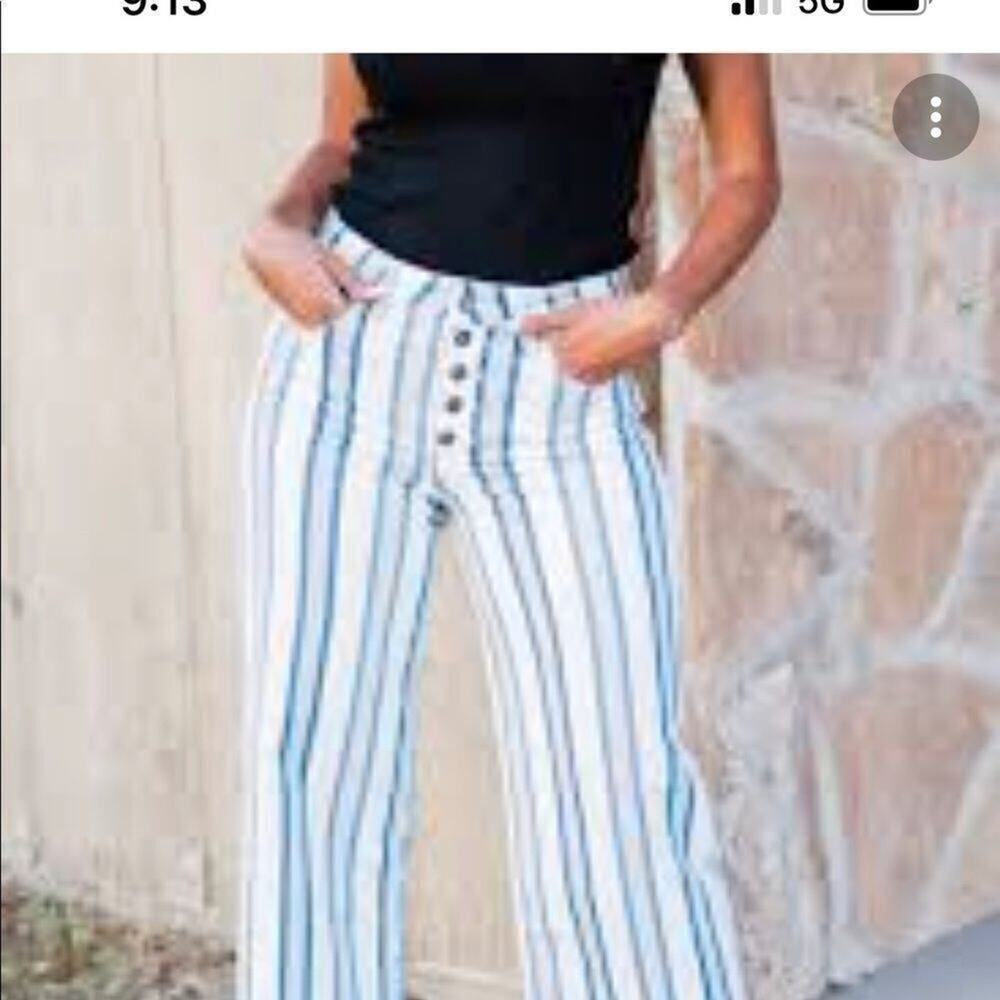 CALI 1850 STRIPED BOHO LINEN PANTS SIZE S